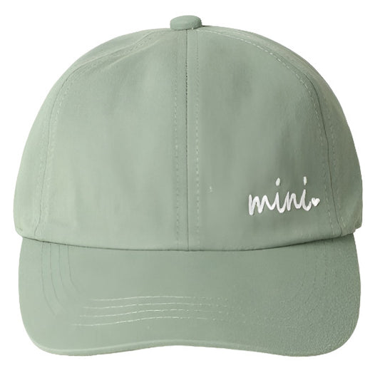 Kids "Mini" Embroidered Letters Green Baseball Cap - Little Gift Nook