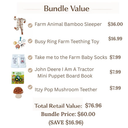 List of items included in farm baby bundle gift set and prices. Little Gift Nook
