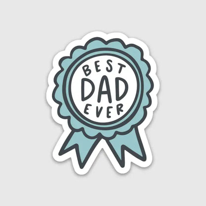 Best Dad Ever Ribbon Sticker in blue waterproof - Little Gift Nook