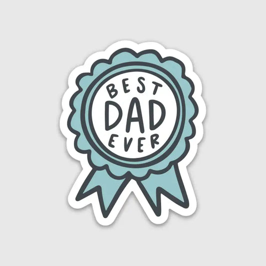 Best Dad Ever Ribbon Sticker in blue waterproof - Little Gift Nook