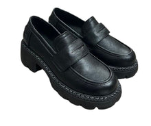 Load image into Gallery viewer, black chunky platform shoe. Slip on.