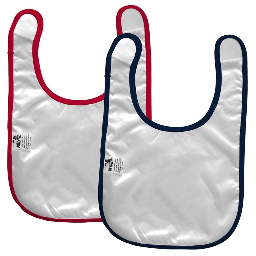 back view of 2 pack NFL Buffalo Bills baby bibs on a white background.