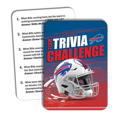 NFL Buffalo Bills trivia card game sample card on a white background. 