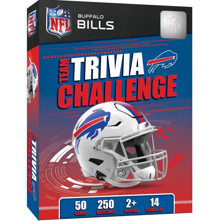 NFL Buffalo Bills Trivia Challenge card game in box on a white background. Little Gift Nook