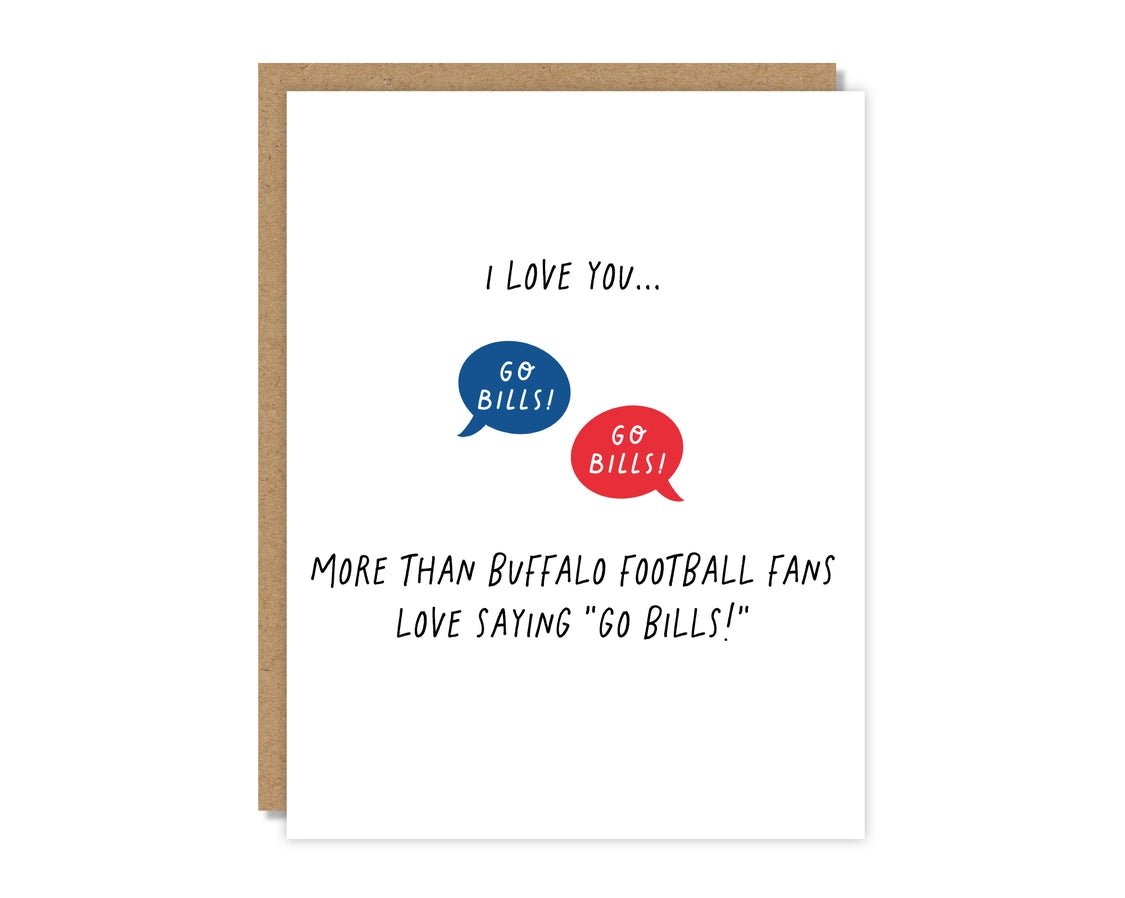 Buffalo football greeting card with kraft envelope on a white background. Little Gift Nook