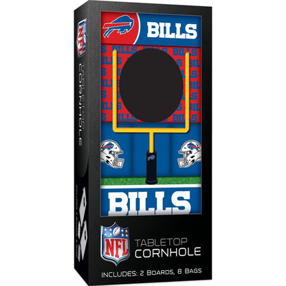 NFL Buffalo Bills Tabletop Cornhole  Official NFL Mini Bean Bag Toss Set in box each wooden panel has Bills logo - Little Gift Nook