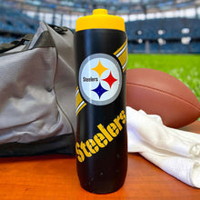 Load image into Gallery viewer, Pittsburgh Steelers Squeezy Water Bottle 32oz
