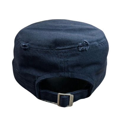 Lake Chautauqua navy cadet hat back with adjustable belt.