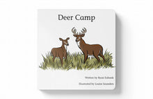 Load image into Gallery viewer, Deer Camp Baby Toddler Board book on hunting for baby. 