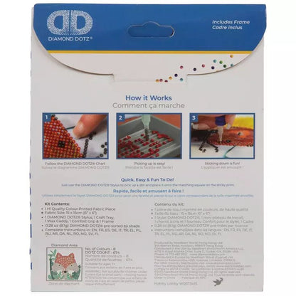 Woodland Fox Framed Diamond Art Kit back of packaging on white background.