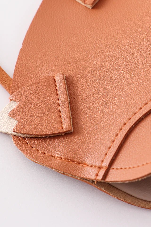 orange fox purse close up for kids on white background.