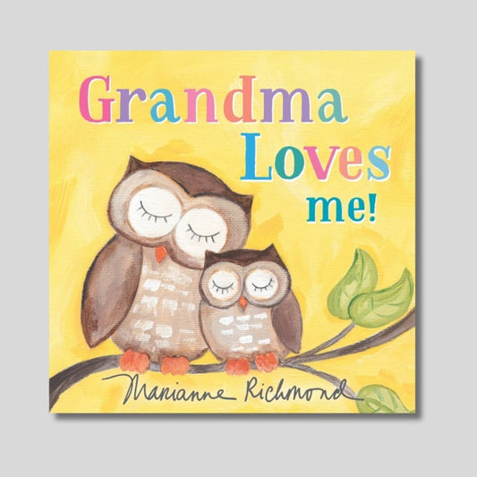 Grandma Loves me board book with two owls on front. Little Gift Nook