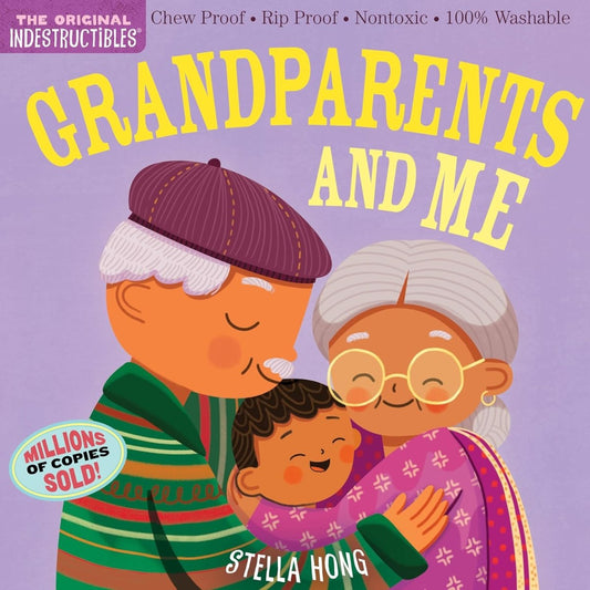 Indestructible chew and rip proof baby book titled Grandparents and Me cover. Little Gift Nook