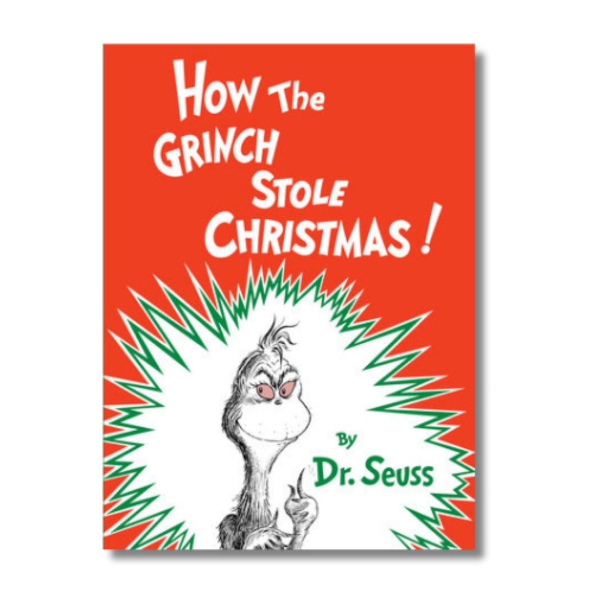 How the Grinch Stole Christmas large hardcover story book sitting on white background.  Little Gift Nook