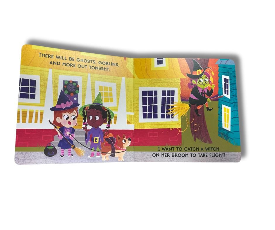 Inside My First How To Catch A Witch Board Book 2 girls trying to catch a witch.- Little Gift Nook