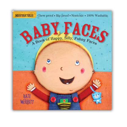 Indestructibles baby Book titled 'Baby Faces' with a colorful cover featuring a child's face and text on a white background - Little Gift Nook