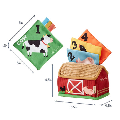 Itzy Sensory Scarves Barnyard Toy for baby soft textured fine motor toy with textures, colors, and numbers  measures 6.5" long and 4.5" tall  - Little Gift Nook