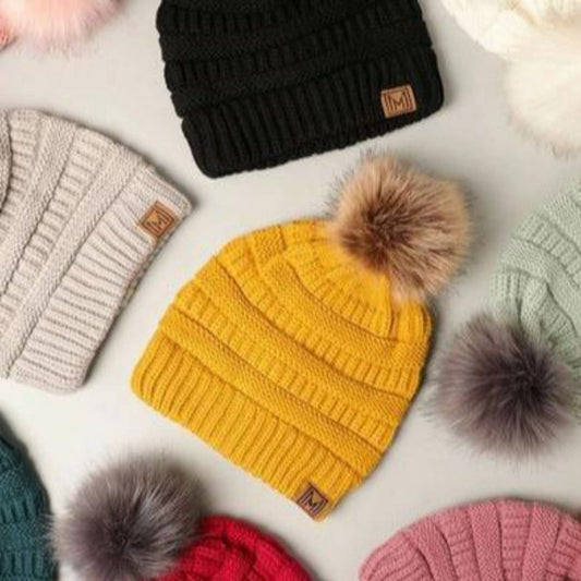 Knit Winter woman's Pom Pom Hats - Little Gift Nook