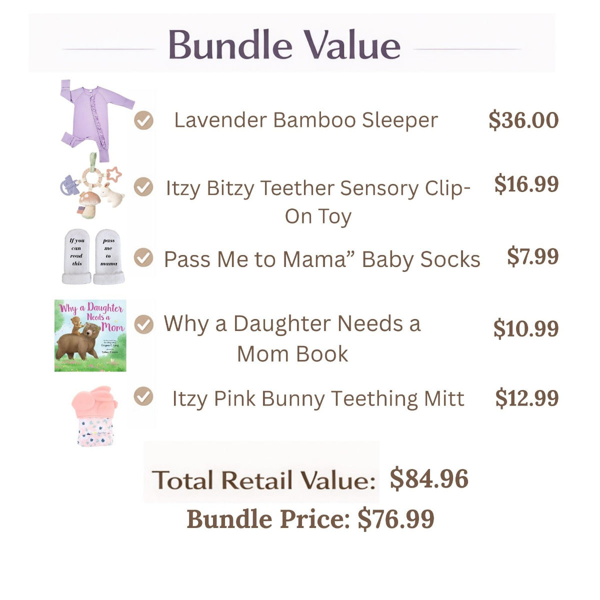 Baby Girl Gift Set – Lavender Bamboo Sleeper bundle value and pricing breakdown – Little Gift Nook
