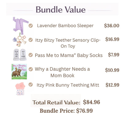 Baby Girl Gift Set – Lavender Bamboo Sleeper bundle value and pricing breakdown – Little Gift Nook