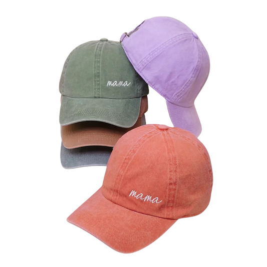 Mama Lettering Embroidery Baseball Cap Hat in multiple color options. Adjustable in back. - Little Gift Nook