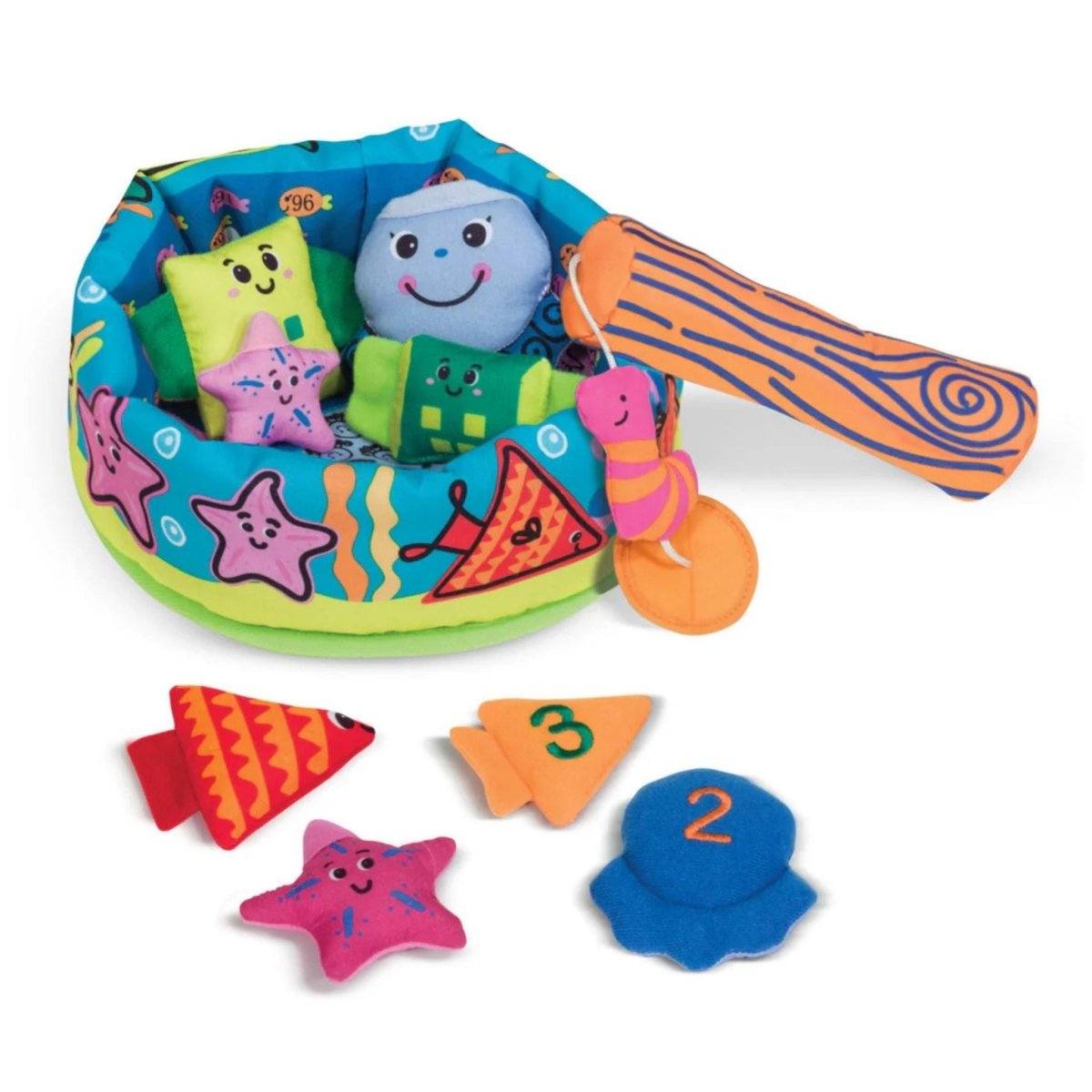 Melissa & Doug Baby Fish & Count Soft fishing toy set on a white background. Little Gift Nook