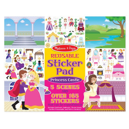 Melissa & Doug reusable sticker pad Princess Castle cover on white background. Little Gift Nook