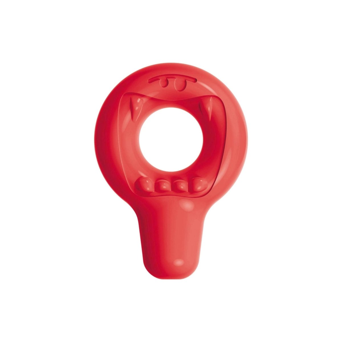 Red my first crayon for toddlers key easy grasp shaped sitting on white background.