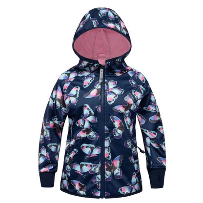 Girl's Waterproof Raincoat. All-Weather Hooded Waterproof Raincoat Navy Butterfly Rain Jacket. - Little Gift Nook