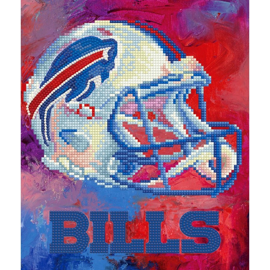NFL officially licensed Buffalo bills logo helmet diamond art craft kit completed on white background. Little Gift Nook