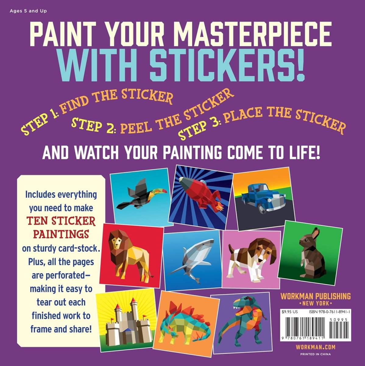 Paint By Sticker Book activity book back cover - Little Gift Nook