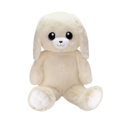 White 16" plush stuffed bunny sitting on white background. Little Gift Nook