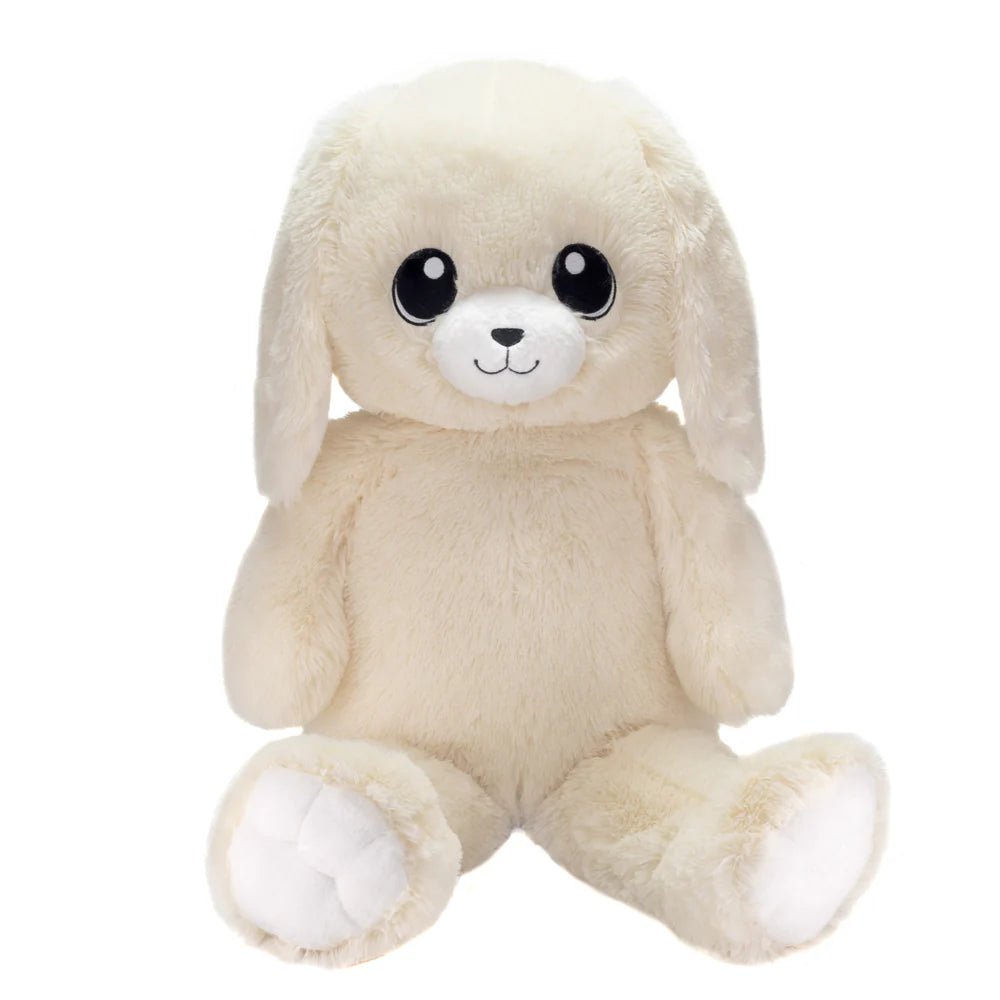White 16" plush stuffed bunny sitting on white background. Little Gift Nook