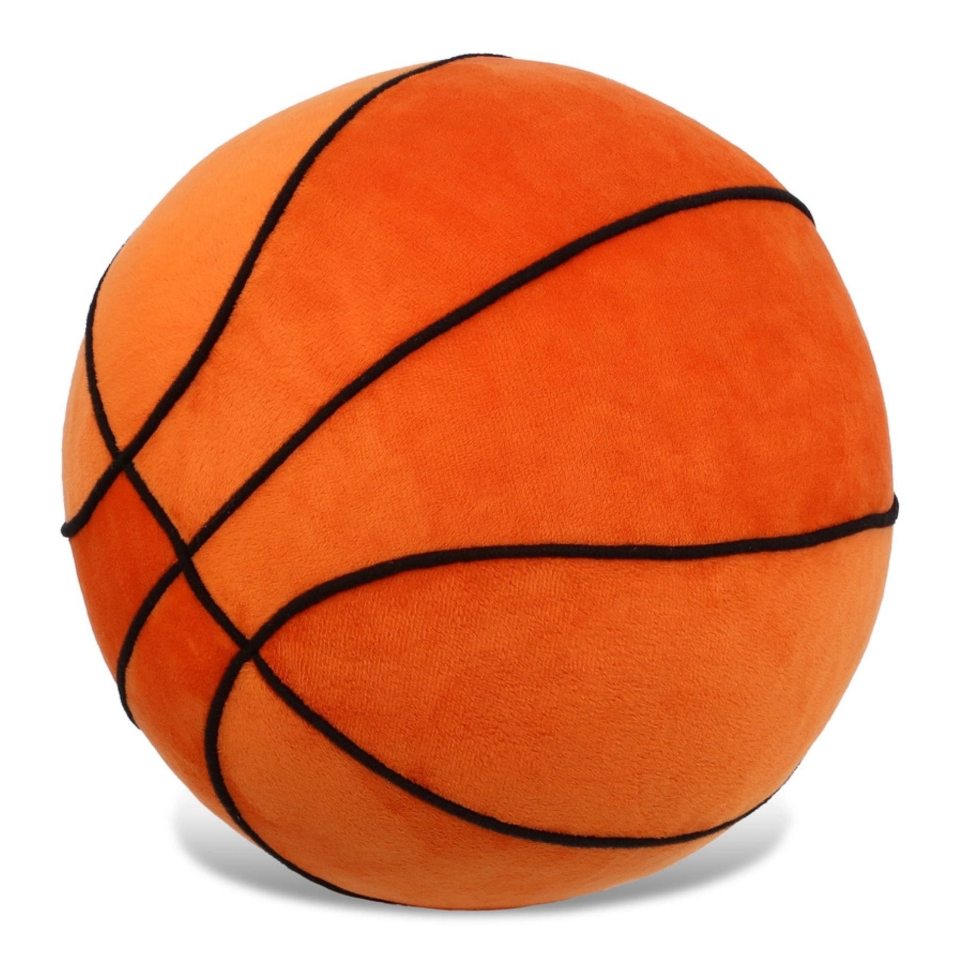 Soft Plush Basketball toy sitting on white background.