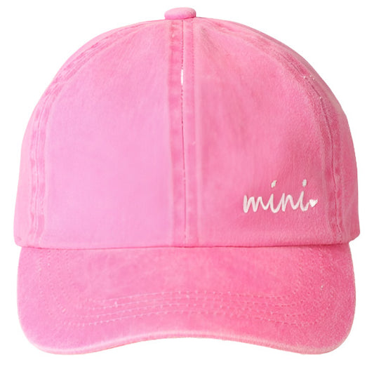 Kids "Mini" Embroidered Letters Pink Baseball Cap - Little Gift Nook