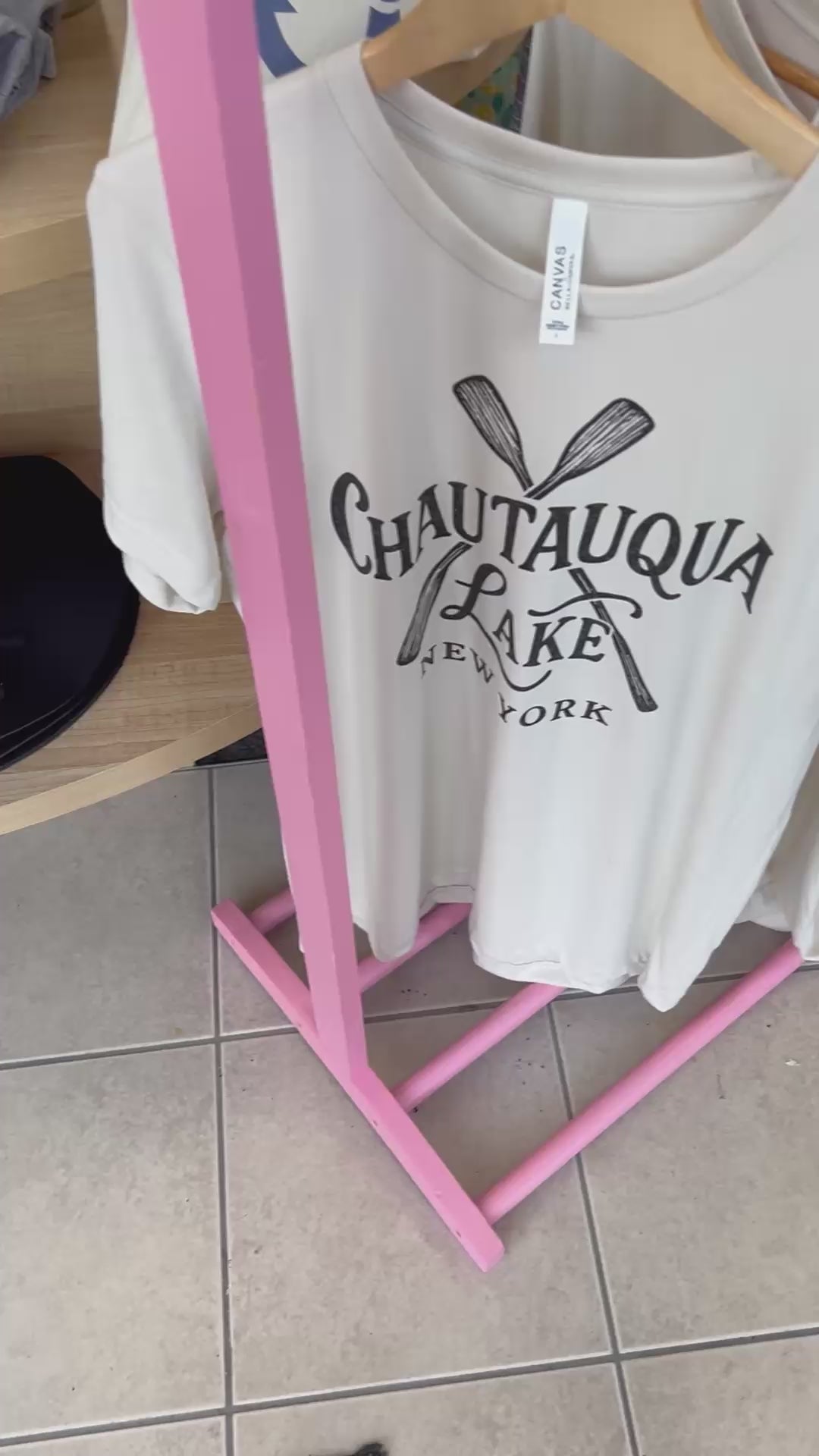 Video of custom Chautauqua Lake t-shirts made in the Little Gift Nook Jamestown, NY