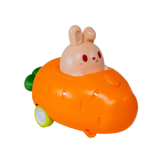 Push N' Go Bunny, Spring, Easter toy carrot car! Measures 5" long and 4" tall. Push bunny down and watch it go! -  Little Gift Nook