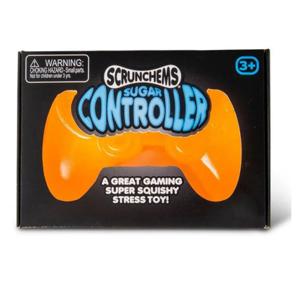 Scrunchems® Sugar Controller Squishy Fidget Toy in orange, in box, on a white background.