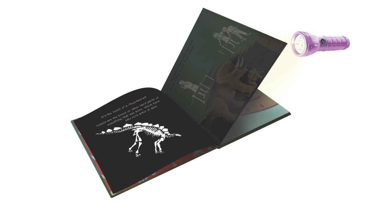 Shine-A-Light: Dinosaurs Book - shine a flashlight through the backside of a page to see hidden images - Little Gift Nook