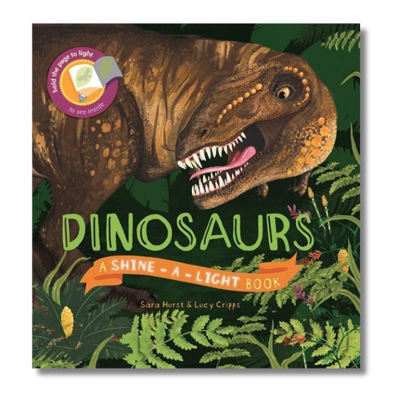 Shine-A-Light: Dinosaurs Book - interactive flash light book cover on white background. - Little Gift Nook