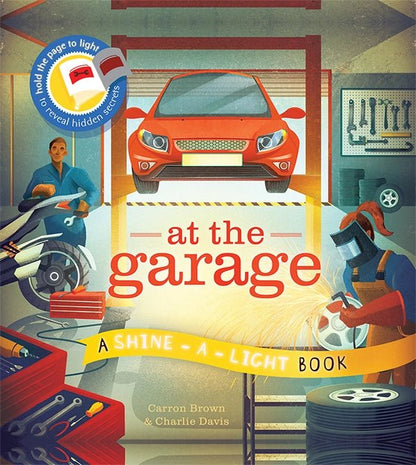 Shine-A-Light: At the Garage Book interactive story book cover. STEM learning - Little Gift Nook