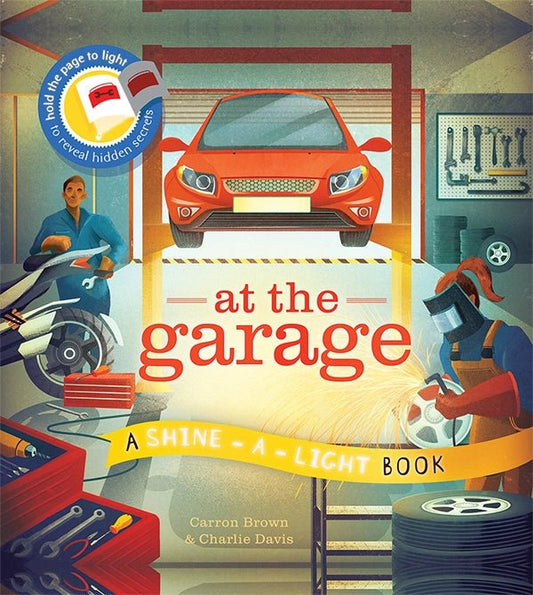 Shine-A-Light: At the Garage Book interactive story book cover. STEM learning - Little Gift Nook