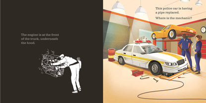 Shine-A-Light: At the Garage Book mechanic working on engine shine a light behind page to see inside - Little Gift Nook