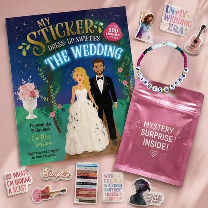 My Sticker Dress-Up: Swifties Wedding Activity Book with mystery friendship bracelet and mystery sticker bundle from Little Gift Nook.