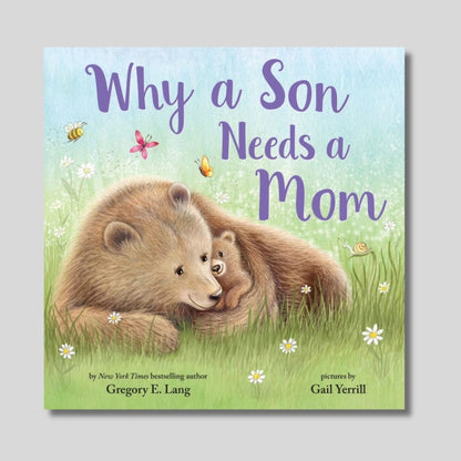 Why a Son Needs a Mom Hard Cover Book. Shows mom and son bears on cover.- Little Gift Nook