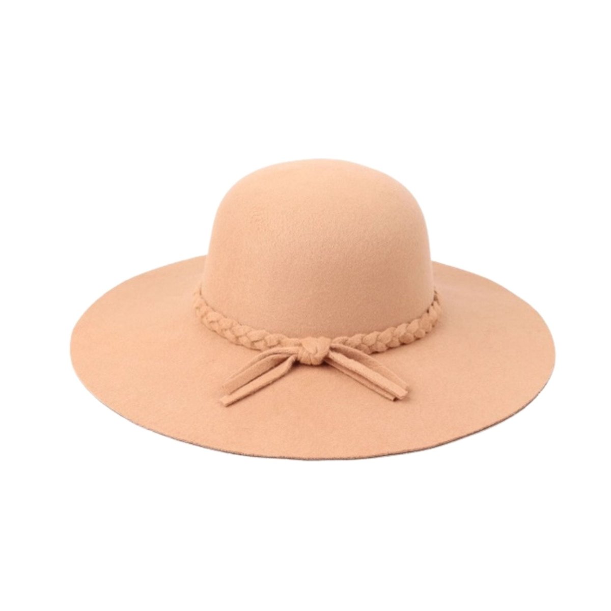 woman beige braided sun hat laying flat.