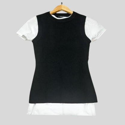 Women's Black soft knit sweater vest. Soft & Stretchy. Snug Fit. Cute paired with white tee under.- Little Gift Nook