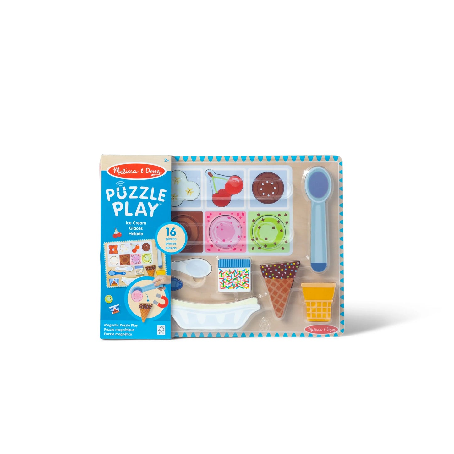 Wooden Magnetic Ice Cream Puzzle in package. Ages 2 and up. 16 pieces. Little Gift Nook