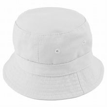 Load image into Gallery viewer, Baby&#39;s 100% Cotton White Bucket Hat with Adjustable Chin Strap