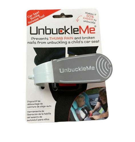 Unbuckle Me Car Seat Buckle Release Gray. Prevents thumb pain & broken nails from unbuckling a child's car seat!